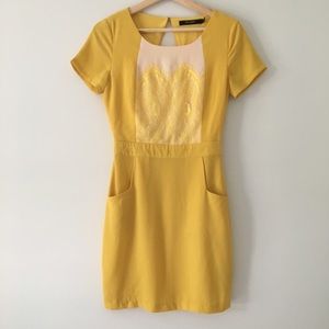Ark & Co Open Back Yellow Dress with Pocke…
